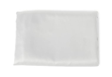 Beyaz arka planda, temiz ipeksi çarşaflar, üst manzara.