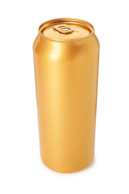 Boş bir teneke kutu beyaza izole edilmiş.