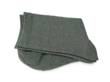 Bir çift yeşil çorap beyaza izole edilmiş, üst manzara