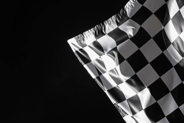 Siyah arkaplanda bir yarış bayrağı, metin için boşluk