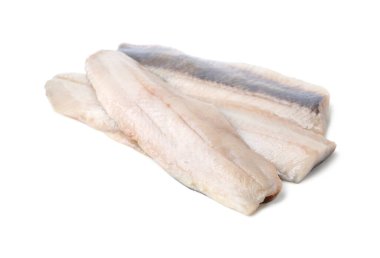 Lezzetli salamura edilmiş fileto beyaz üzerine izole edilmiş.