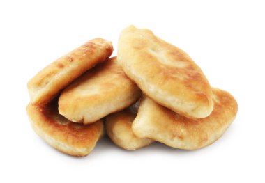 Lezzetli kızarmış pirizky (doldurulmuş turtalar) beyaz üzerine izole edilmiş.