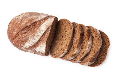 Taze ekmek parçaları beyaza izole edilmiş, üst manzara