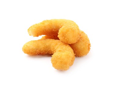 Beyaz tenli üç lezzetli tempura karidesi.