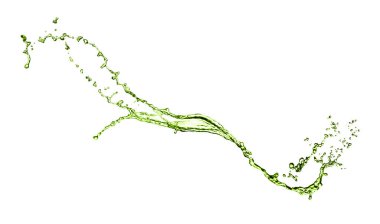 Beyaz arka planda havada yeşil su sıçraması