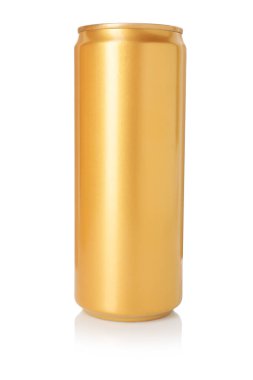 Boş bir teneke kutu beyaza izole edilmiş.