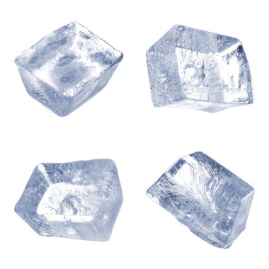 Beyaz arkaplanda buz küplerini temizle, ayarla