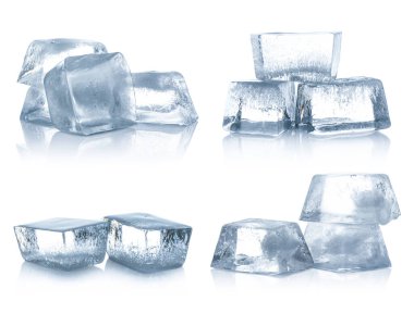 Beyaz arkaplanda buz küplerini temizle, ayarla