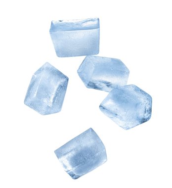 Beyaz arkaplana düşen buz küplerini temizle