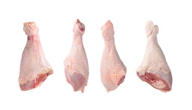 Çiğ hindi budu beyaza izole edilmiş, set