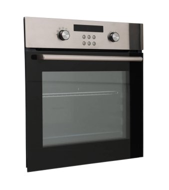 Modern elektrikli fırın beyaza izole edilmiş. Dahili yemek ekipmanları.