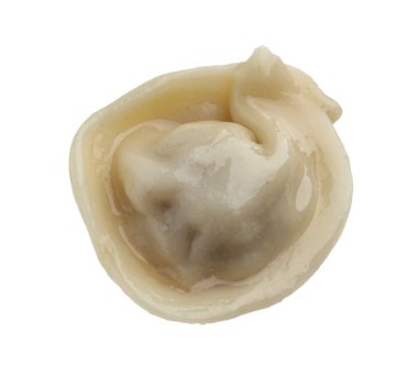 Bir lezzetli haşlanmış hamur köftesi, beyazın üzerinde izole edilmiş.