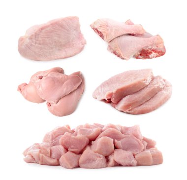 Beyazlara ayrılmış taze çiğ hindi eti.