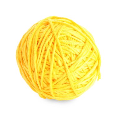 Yumuşak sarı yün iplik beyazda izole edilmiş