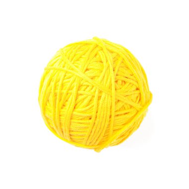 Yumuşak sarı yün iplik beyazda izole edilmiş