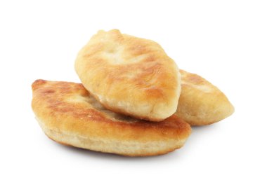 Lezzetli kızarmış pirizky (doldurulmuş turtalar) beyaz üzerine izole edilmiş.