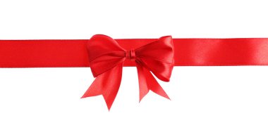 Beyaz arka planda güzel bir kırmızı fiyonk