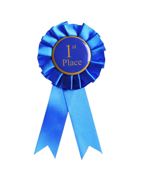 Одна голубая лента на белом фоне