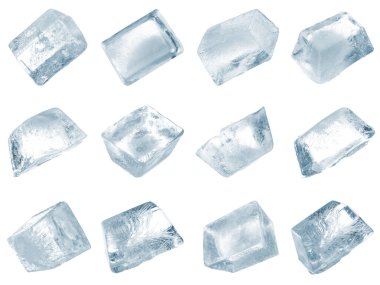 Beyaz arkaplanda buz küplerini temizle, ayarla