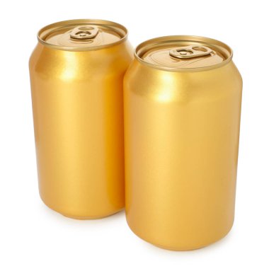 İki boş teneke kutu beyaza izole edilmiş.