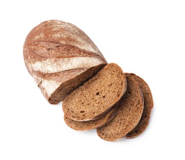 Taze ekmek parçaları beyaza izole edilmiş, üst manzara