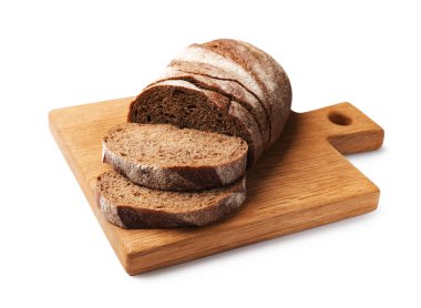 Beyaz üzerine izole edilmiş taze ekmek parçaları.