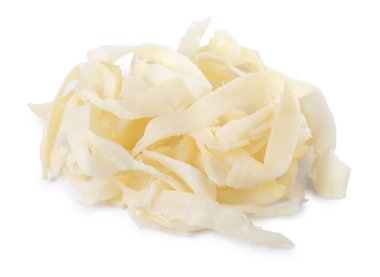 Kurutulmuş mürekkep balığı beyazın üzerinde izole edilmiş. Tuzlu atıştırmalık