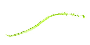 Beyaz arka planda havada yeşil su sıçraması