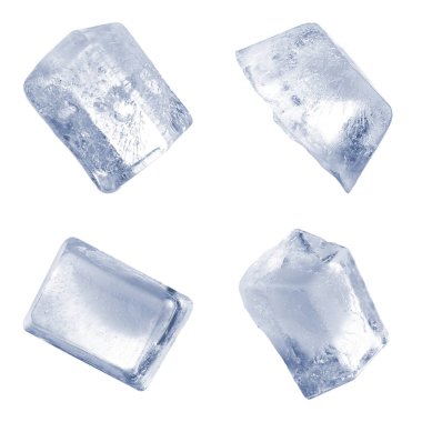 Beyaz arkaplanda buz küplerini temizle, ayarla