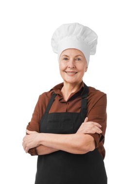 Beyaz arkaplanda profesyonel şekerlemecinin portresi