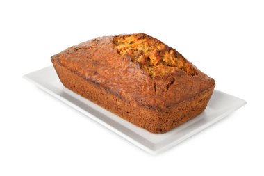 Beyaz üzerine izole edilmiş lezzetli bir havuçlu kek