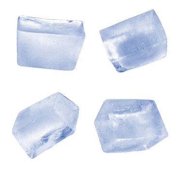 Beyaz arkaplanda buz küplerini temizle, ayarla