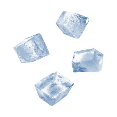 Beyaz arkaplana düşen buz küplerini temizle