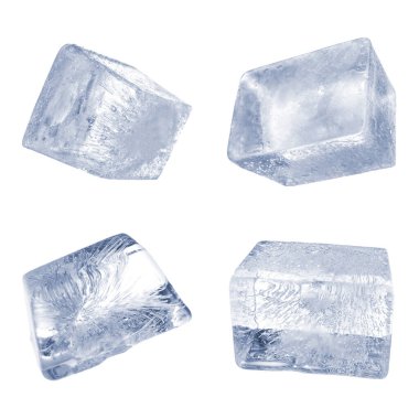 Beyaz arkaplanda buz küplerini temizle, ayarla