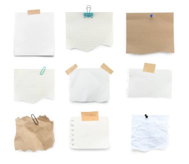 Beyaz üzerine izole edilmiş farklı defter sayfaları, set