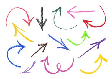 farklı okları üzerine beyaz izole kümesi