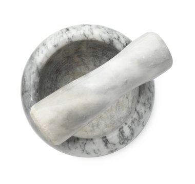 Kabuklu mermer havan topu beyaz, üst görünümde izole