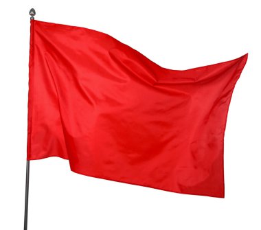 Beyaz arka planda bir kırmızı bayrak. Tasarım için model