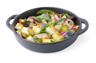 Ringa balıklı, sebzeli ve hardallı nefis salata.