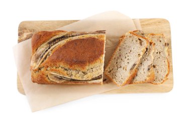 Muzlu ekmeğin parçaları beyaza izole edilmiş, üst manzara