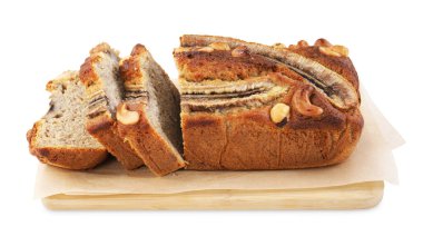 Muzlu ekmeği beyaza ayrılmış fındıklı kes.