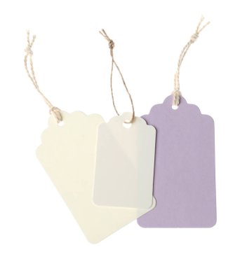 Beyaz üzerine izole edilmiş dizgileri olan farklı boş etiketler