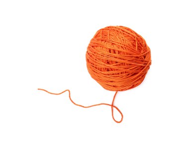 One ball of yarn isolated on white, top view