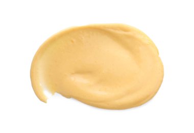 Beyaz üzerine izole edilmiş lezzetli peynir sosu.