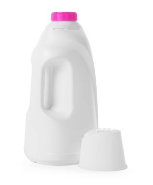 Beyaz üzerine izole edilmiş bir şişe yumuşatıcı.