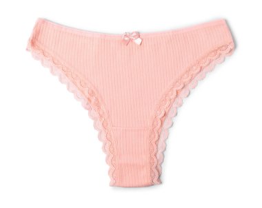 Güzel pembe bir külot, beyaz manzarada izole edilmiş.
