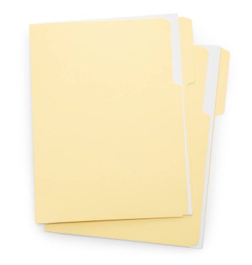 Kağıt içeren iki dosya dizini beyaz, en üstte görünüm