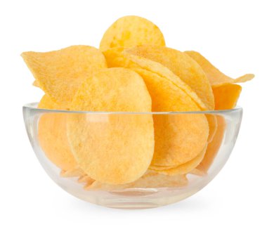 Beyaz tenceredeki lezzetli cipsler.