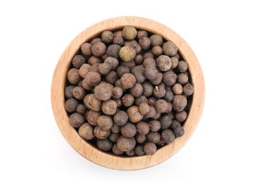 Akvaryumdaki tüm baharatlar beyaza izole edilmiş, üst manzara