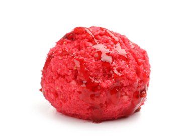 Bir kepçe leziz dondurma ve beyaz şerbetli